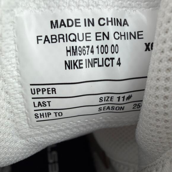 Nike Inflict 4 Wrestling Shoes White HM9674-100 Men’s Size 11 main image 5